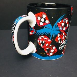 Las Vegas 16 oz 4”coffee cup mug red dice black